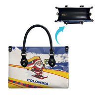 Colombia Christmas Leather Bag with Santa Skiing Colombian Flag and Holiday Ornament - Wonder Print Shop