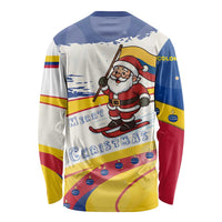 Colombia Christmas Long Sleeve Shirt with Santa Skiing Colombian Flag and Holiday Ornament - Wonder Print Shop