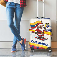 Colombia Christmas Luggage Cover with Santa Skiing Colombian Flag and Holiday Ornament - Wonder Print Shop
