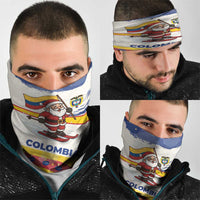 Colombia Christmas Neck Gaiter with Santa Skiing Colombian Flag and Holiday Ornament - Wonder Print Shop