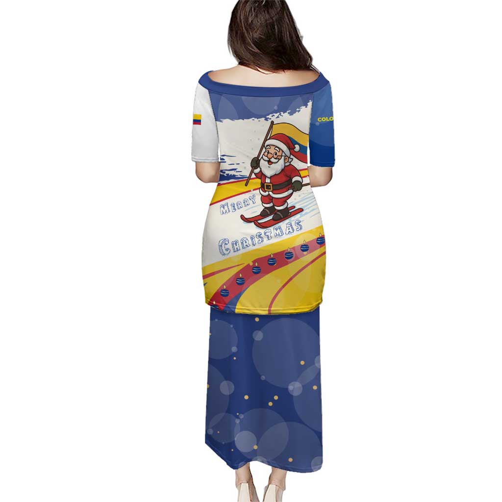 Colombia Christmas Puletasi with Santa Skiing Colombian Flag and Holiday Ornament - Wonder Print Shop