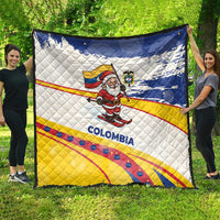 Colombia Christmas Quilt with Santa Skiing Colombian Flag and Holiday Ornament - Wonder Print Shop