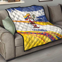 Colombia Christmas Quilt with Santa Skiing Colombian Flag and Holiday Ornament - Wonder Print Shop