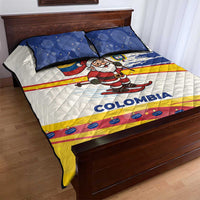 Colombia Christmas Quilt Bed Set with Santa Skiing Colombian Flag and Holiday Ornament - Wonder Print Shop
