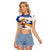 Colombia Christmas Raglan Cropped T Shirt with Santa Skiing Colombian Flag and Holiday Ornament - Wonder Print Shop