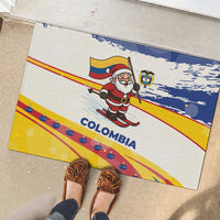 Colombia Christmas Rubber Doormat with Santa Skiing Colombian Flag and Holiday Ornament - Wonder Print Shop