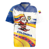 Colombia Christmas Rugby Jersey with Santa Skiing Colombian Flag and Holiday Ornament - Wonder Print Shop