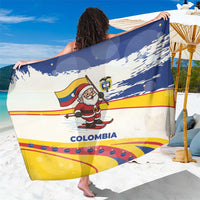 Colombia Christmas Sarong with Santa Skiing Colombian Flag and Holiday Ornament - Wonder Print Shop