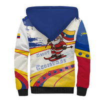 Colombia Christmas Sherpa Hoodie with Santa Skiing Colombian Flag and Holiday Ornament - Wonder Print Shop