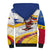 Colombia Christmas Sherpa Hoodie with Santa Skiing Colombian Flag and Holiday Ornament - Wonder Print Shop
