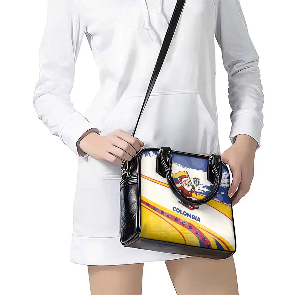 Colombia Christmas Shoulder Handbag with Santa Skiing Colombian Flag and Holiday Ornament - Wonder Print Shop