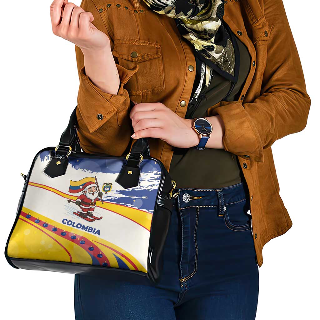 Colombia Christmas Shoulder Handbag with Santa Skiing Colombian Flag and Holiday Ornament - Wonder Print Shop