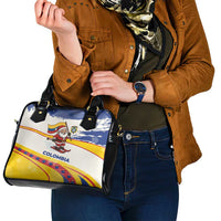 Colombia Christmas Shoulder Handbag with Santa Skiing Colombian Flag and Holiday Ornament - Wonder Print Shop