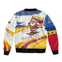 Colombia Christmas Sleeve Zip Bomber Jacket with Santa Skiing Colombian Flag and Holiday Ornament - Wonder Print Shop
