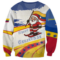 Colombia Christmas Sweatshirt with Santa Skiing Colombian Flag and Holiday Ornament - Wonder Print Shop