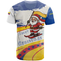 Colombia Christmas T Shirt with Santa Skiing Colombian Flag and Holiday Ornament - Wonder Print Shop