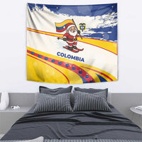 Colombia Christmas Tapestry with Santa Skiing Colombian Flag and Holiday Ornament - Wonder Print Shop