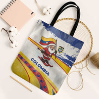 Colombia Christmas Tote Bag with Santa Skiing Colombian Flag and Holiday Ornament - Wonder Print Shop