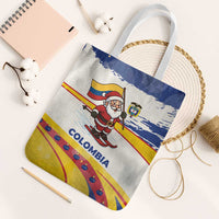 Colombia Christmas Tote Bag with Santa Skiing Colombian Flag and Holiday Ornament - Wonder Print Shop