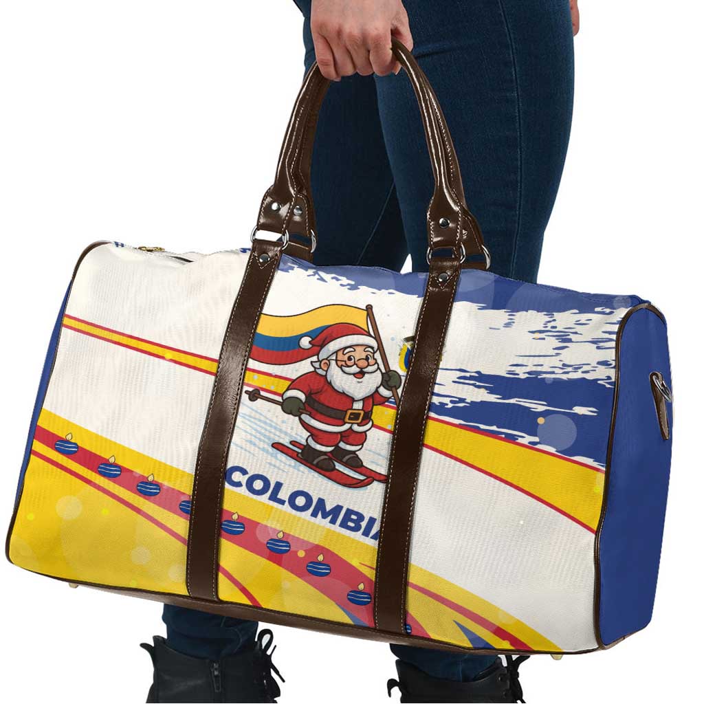 Colombia Christmas Travel Bag with Santa Skiing Colombian Flag and Holiday Ornament - Wonder Print Shop
