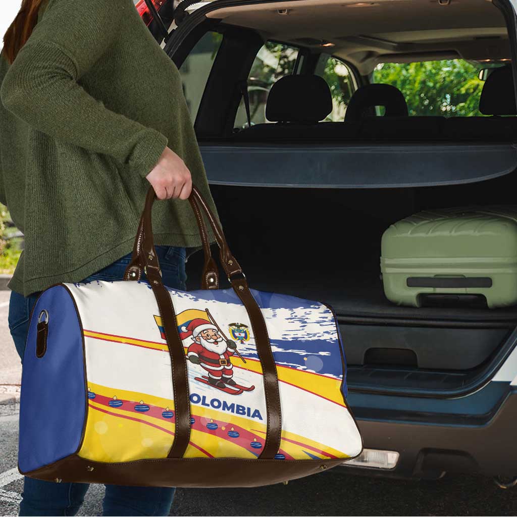 Colombia Christmas Travel Bag with Santa Skiing Colombian Flag and Holiday Ornament - Wonder Print Shop