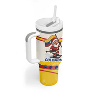 Colombia Christmas Tumbler With Handle with Santa Skiing Colombian Flag and Holiday Ornament - Wonder Print Shop