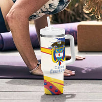 Colombia Christmas Tumbler With Handle with Santa Skiing Colombian Flag and Holiday Ornament - Wonder Print Shop