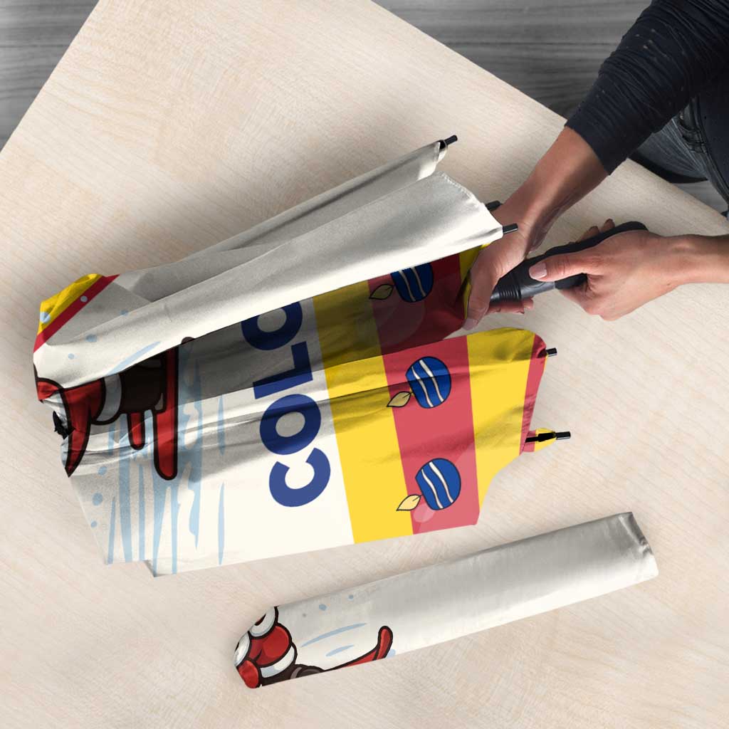 Colombia Christmas Umbrella with Santa Skiing Colombian Flag and Holiday Ornament - Wonder Print Shop