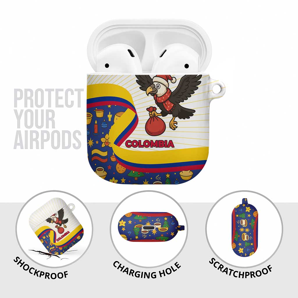 Colombia Christmas AirPods Case with Santa Condor Gift Bag and Holiday Food Pattern - Wonder Print Shop