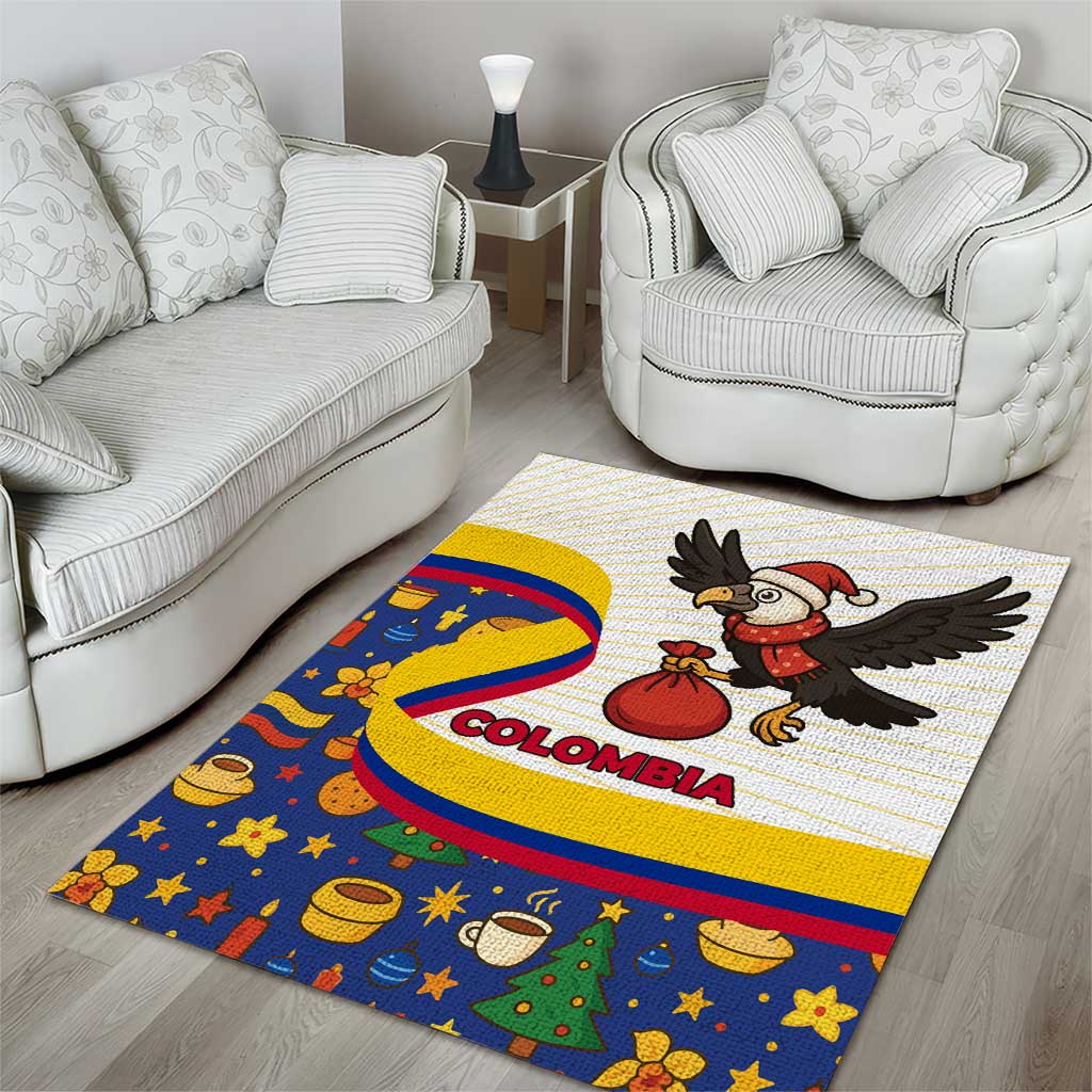 Colombia Christmas Area Rug with Santa Condor Gift Bag and Holiday Food Pattern - Wonder Print Shop