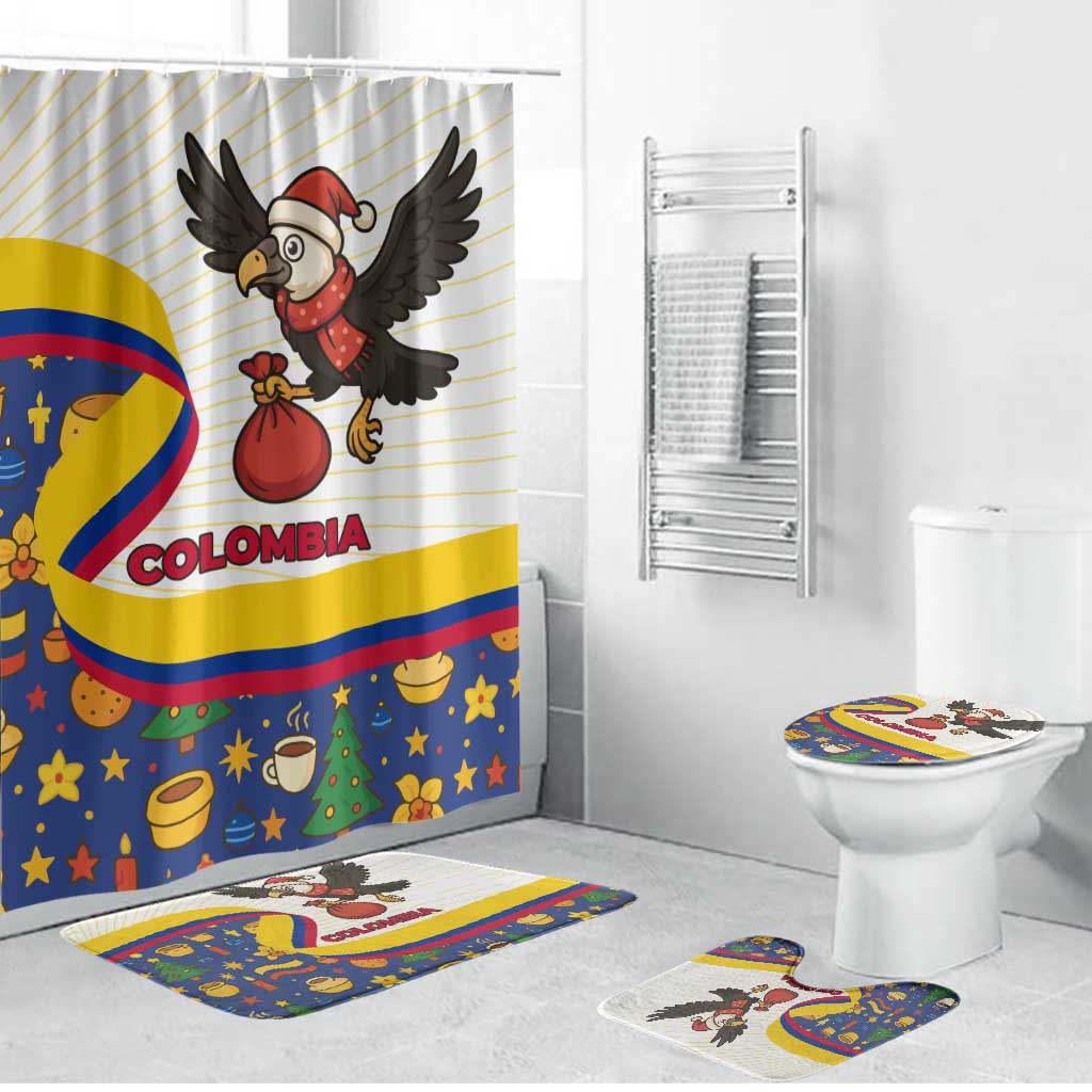 Colombia Christmas Bathroom Set with Santa Condor Gift Bag and Holiday Food Pattern - Wonder Print Shop