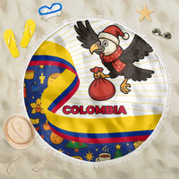 Colombia Christmas Beach Blanket with Santa Condor Gift Bag and Holiday Food Pattern - Wonder Print Shop