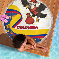 Colombia Christmas Beach Blanket with Santa Condor Gift Bag and Holiday Food Pattern - Wonder Print Shop