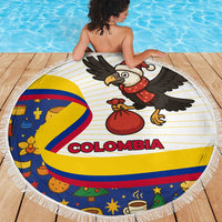Colombia Christmas Beach Blanket with Santa Condor Gift Bag and Holiday Food Pattern - Wonder Print Shop