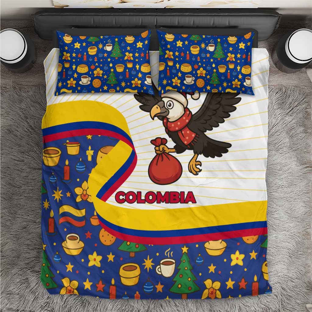 Colombia Christmas Bedding Set with Santa Condor Gift Bag and Holiday Food Pattern - Wonder Print Shop