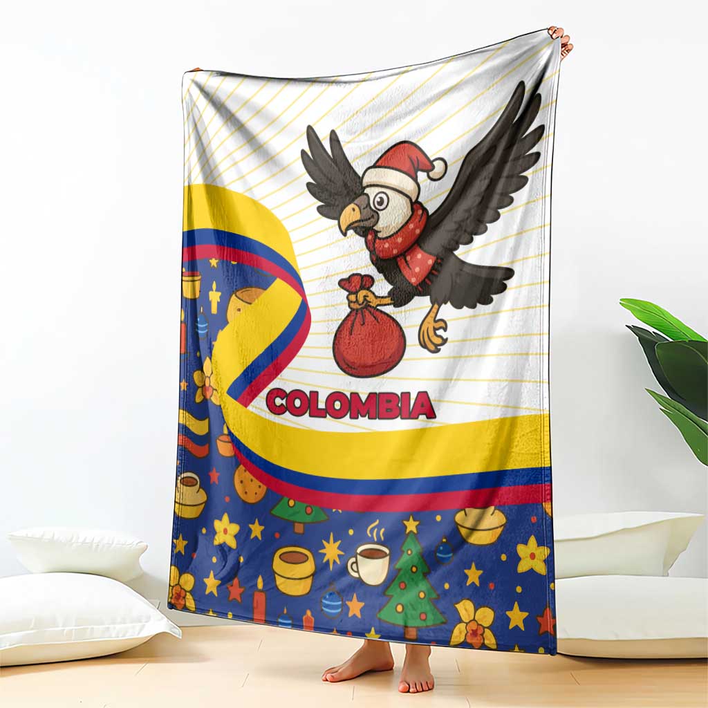 Colombia Christmas Blanket with Santa Condor Gift Bag and Holiday Food Pattern - Wonder Print Shop