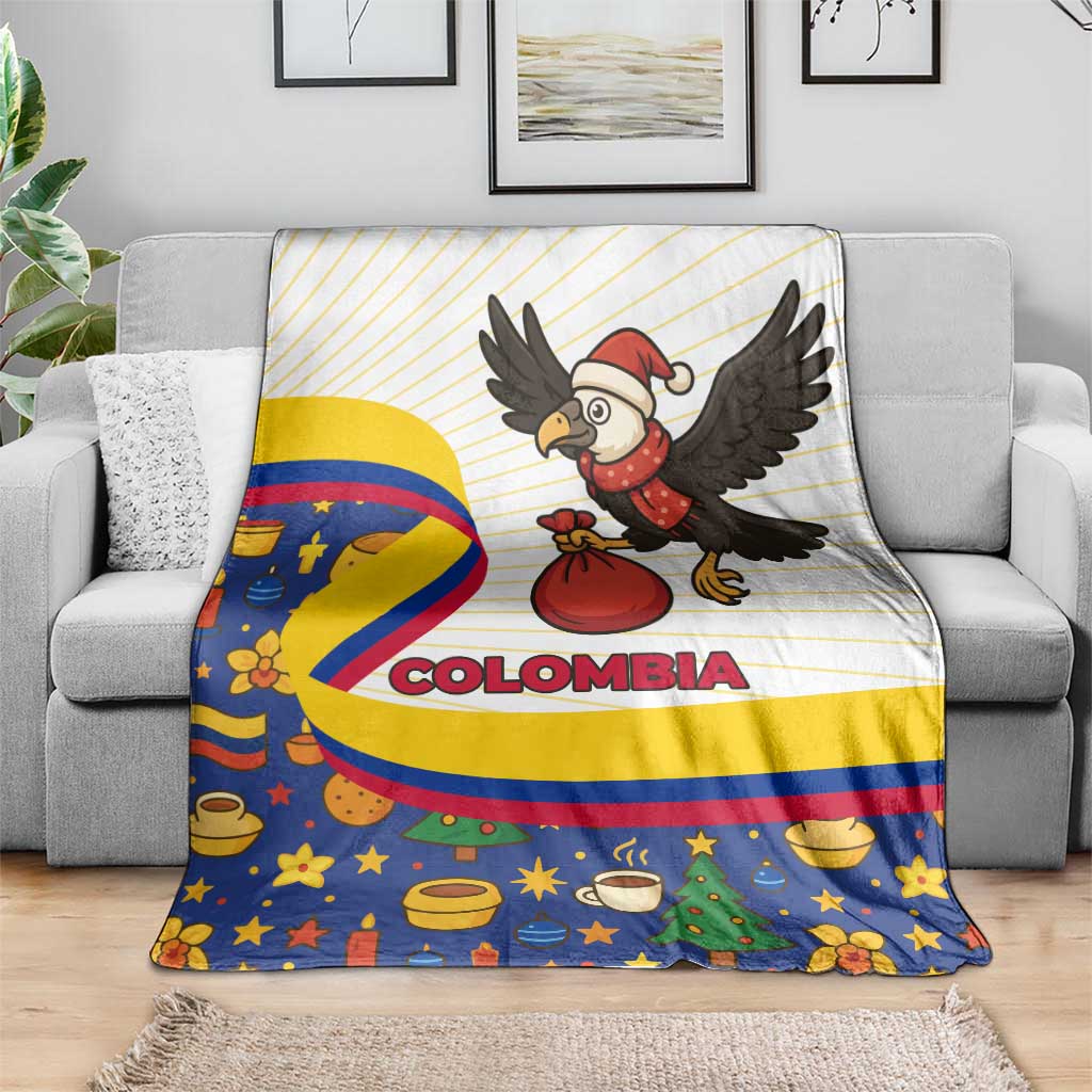 Colombia Christmas Blanket with Santa Condor Gift Bag and Holiday Food Pattern - Wonder Print Shop