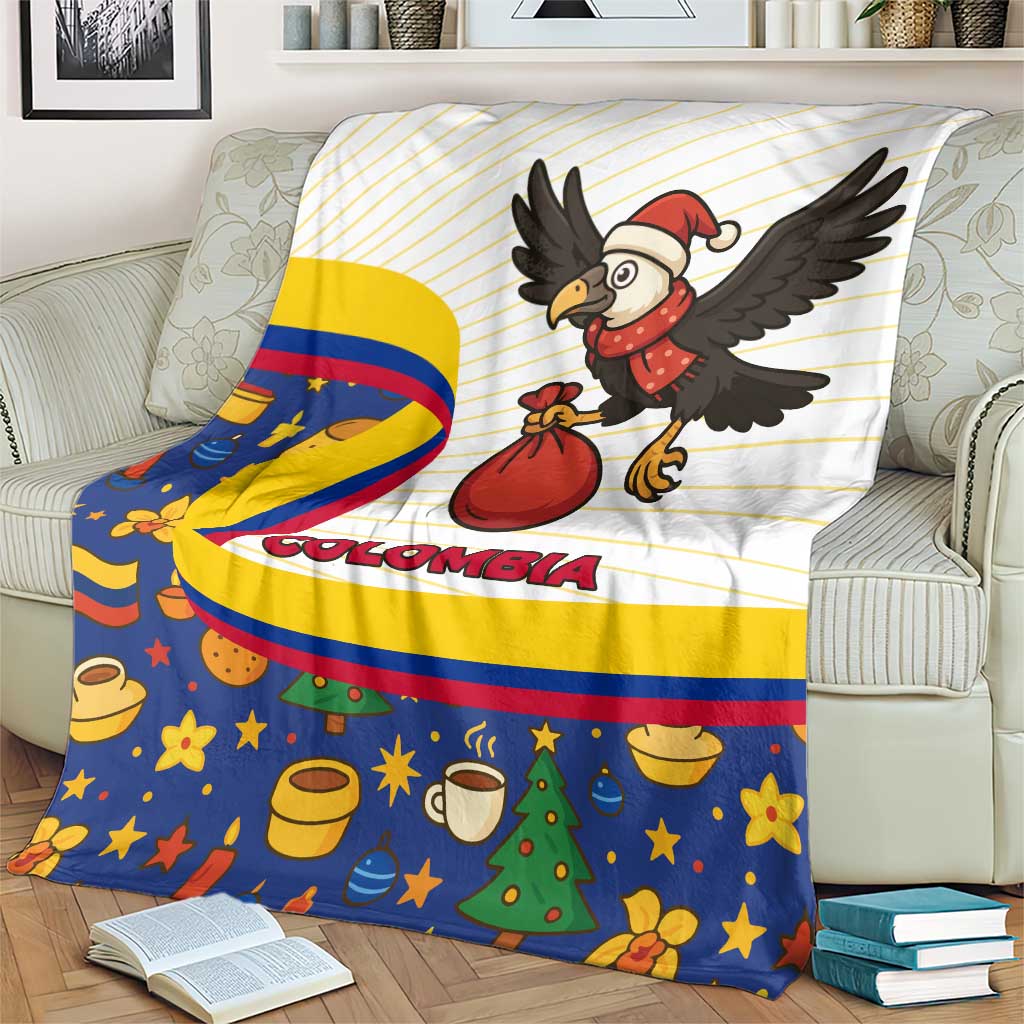 Colombia Christmas Blanket with Santa Condor Gift Bag and Holiday Food Pattern - Wonder Print Shop