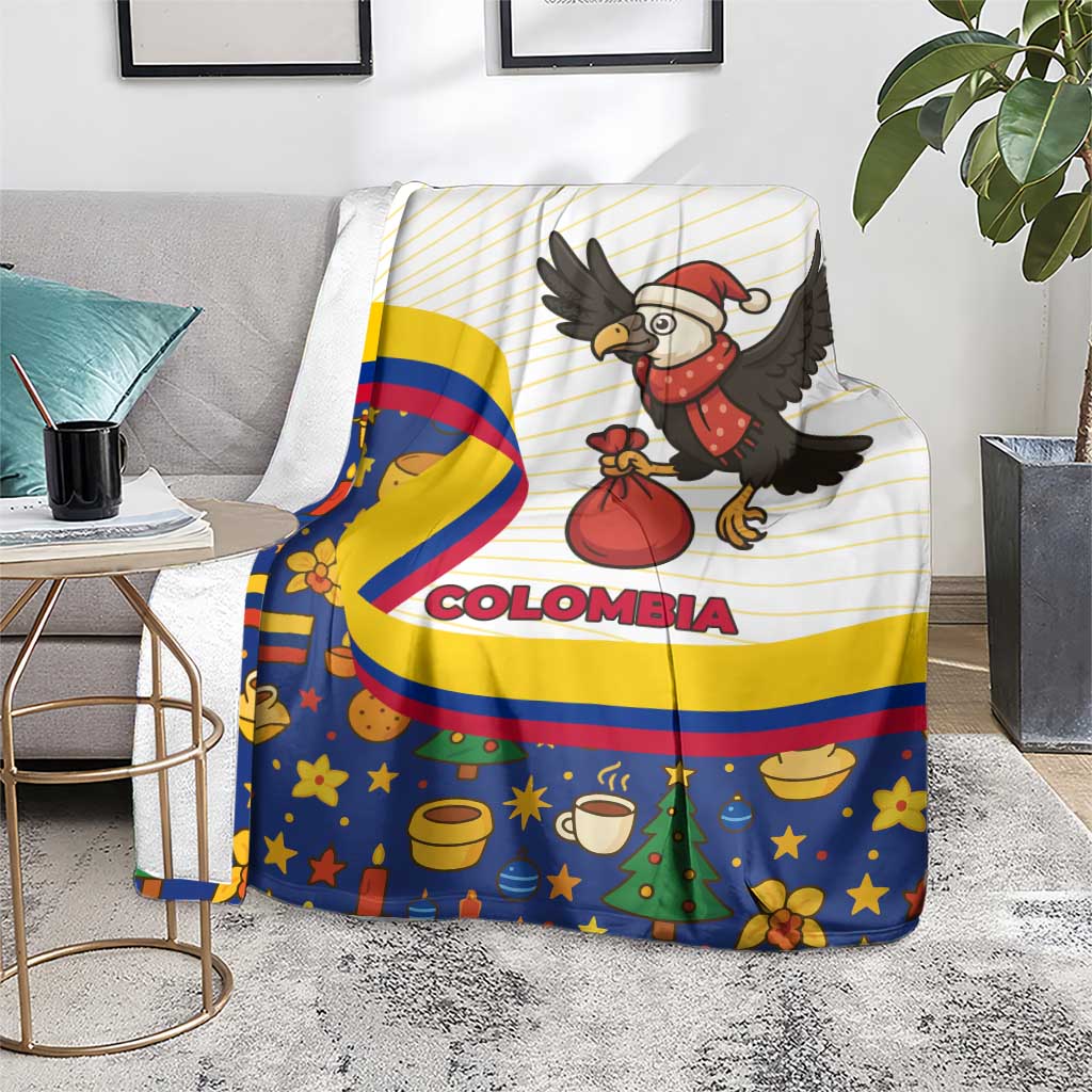 Colombia Christmas Blanket with Santa Condor Gift Bag and Holiday Food Pattern - Wonder Print Shop