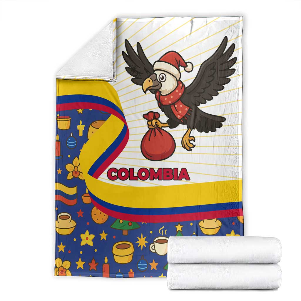 Colombia Christmas Blanket with Santa Condor Gift Bag and Holiday Food Pattern - Wonder Print Shop