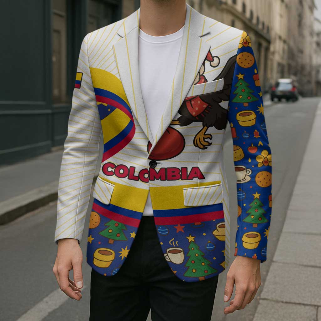 Colombia Christmas Blazer with Santa Condor Gift Bag and Holiday Food Pattern - Wonder Print Shop