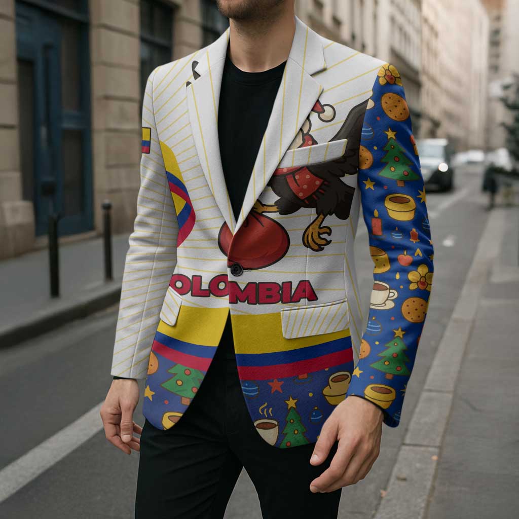 Colombia Christmas Blazer with Santa Condor Gift Bag and Holiday Food Pattern - Wonder Print Shop