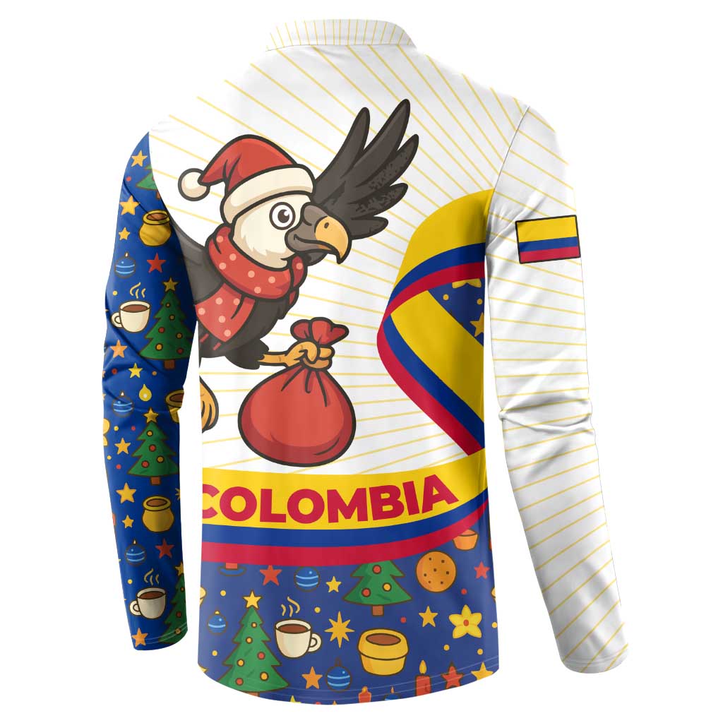 Colombia Christmas Button Sweatshirt with Santa Condor Gift Bag and Holiday Food Pattern - Wonder Print Shop