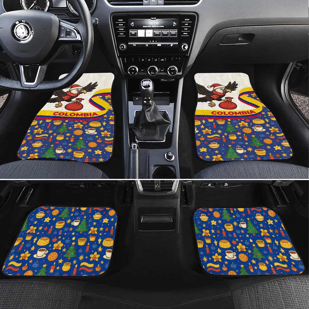 Colombia Christmas Car Mats with Santa Condor Gift Bag and Holiday Food Pattern - Wonder Print Shop