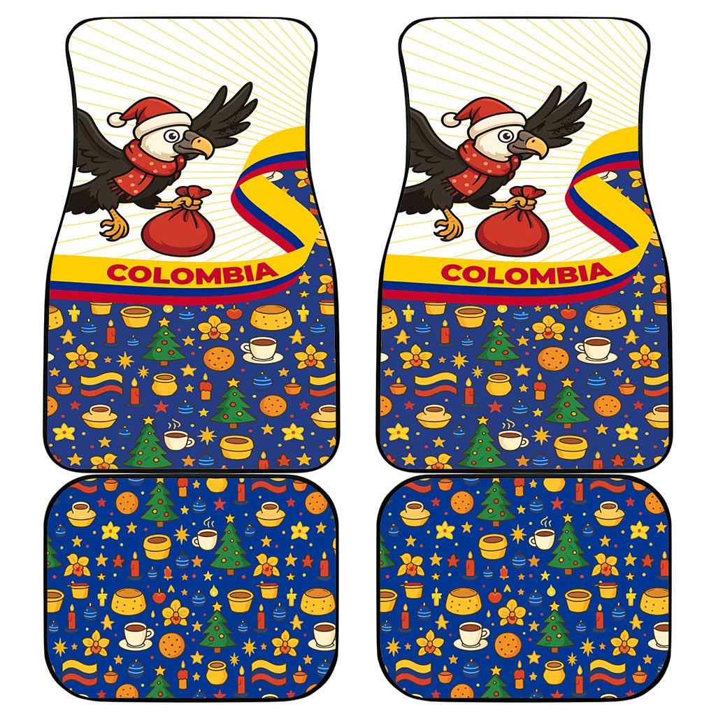 Colombia Christmas Car Mats with Santa Condor Gift Bag and Holiday Food Pattern - Wonder Print Shop