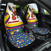 Colombia Christmas Car Seat Cover with Santa Condor Gift Bag and Holiday Food Pattern - Wonder Print Shop