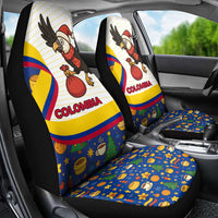Colombia Christmas Car Seat Cover with Santa Condor Gift Bag and Holiday Food Pattern - Wonder Print Shop