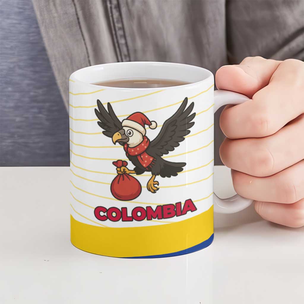 Colombia Christmas Ceramic Mug with Santa Condor Gift Bag and Holiday Food Pattern - Wonder Print Shop