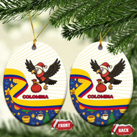 Colombia Christmas Ceramic Ornament with Santa Condor Gift Bag and Holiday Food Pattern - Wonder Print Shop
