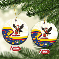 Colombia Christmas Ceramic Ornament with Santa Condor Gift Bag and Holiday Food Pattern - Wonder Print Shop